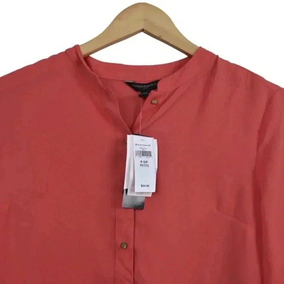 Banana Republic Factory  Ruffle Sleeve Blouse Shirt Gold Buttons Small Petite - Picture 4 of 11